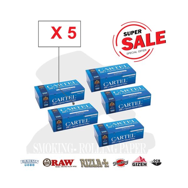 master-122 Άδεια τσιγάρα για γέμισμα Cartel 100's Blue Regular με μπλε φίλτρο 25 mm – συσκευασία με 200 άδεια τσιγάρα