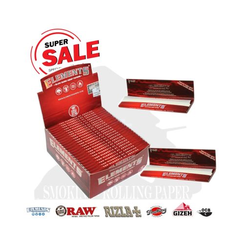 Χαρτάκια στριφτού Elements Red King Size Slim – συσκευασία με 50 πακετάκια