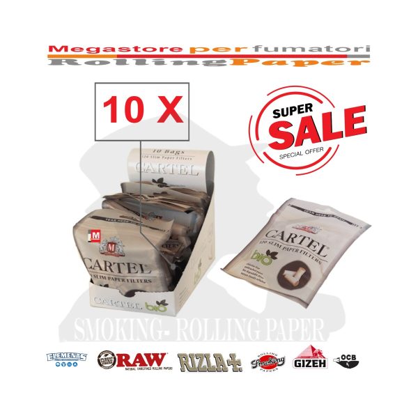 master-167 Cartel Organic Slim 6 × 15 mm Zigarettenfilter – 10 Beutel à 120 Filter