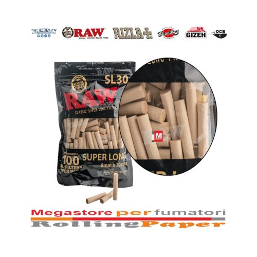 Φιλτράκια RAW Black Super Long XL SL30 Slim 6 mm – 10 σακουλάκια των 100 φίλτρων